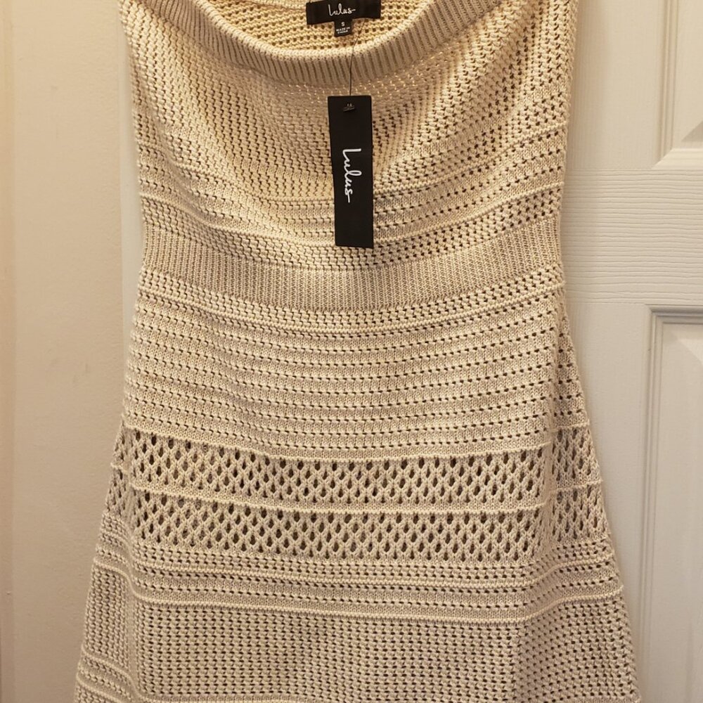 Lulus Adalia Beige Crochet Swim Cover-up - Size S